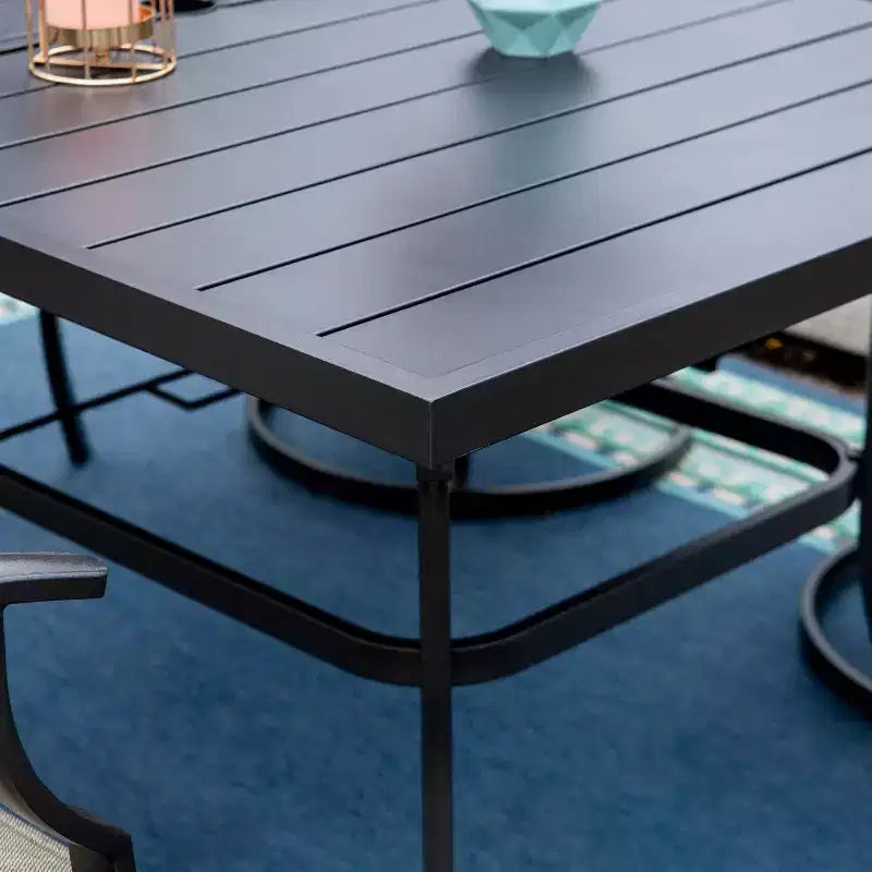Ensemble de salle à manger d'extérieur 7 pièces avec table rectangulaire et trou pour parasol de 4 cm et fauteuils pivotants rembourrés - Captiva Design