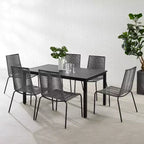Ensemble de salle à manger extérieur 7 pièces Fenton en osier et métal : Chaises empilables, résistant à l'eau et aux UV - Crosley