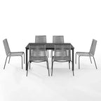 Ensemble de salle à manger extérieur 7 pièces Fenton en osier et métal : Chaises empilables, résistant à l'eau et aux UV - Crosley