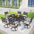 Captiva Designs 7pc Steel Outdoor Patio Dining Set with Swivel Chairs & Cushions Black: Rust-Resistant, Water-Resistant Set
