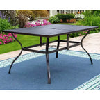 Ensemble de salle à manger d'extérieur 7 pièces avec chaises réglables 7 positions et table à cadre métallique avec trou pour parasol - Captiva Designs