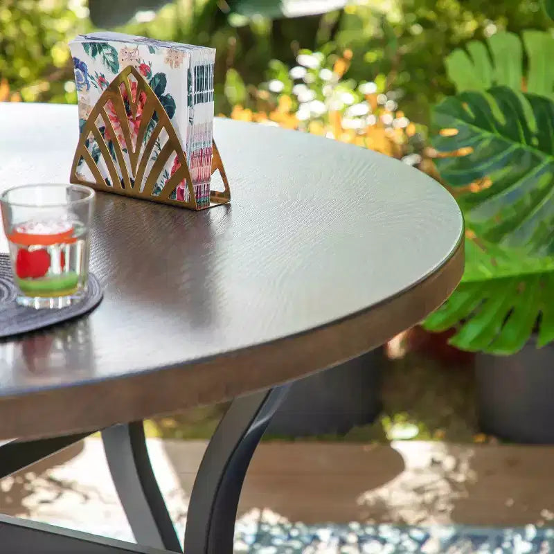 5pc Outdoor Dining Set with Round Painted Table with Umbrella Hole - Captiva Designs