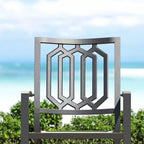 Ensemble de salle à manger d'extérieur 7 pièces Captiva Designs - Table rectangulaire en acier 150x90 cm avec trou pour parasol de 4 cm et 6 chaises avec accoudoirs en acier, Noir