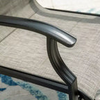 Ensemble de salle à manger d'extérieur 7 pièces Captiva Designs avec plateau imitation bois et chaises de jardin rembourrées en métal