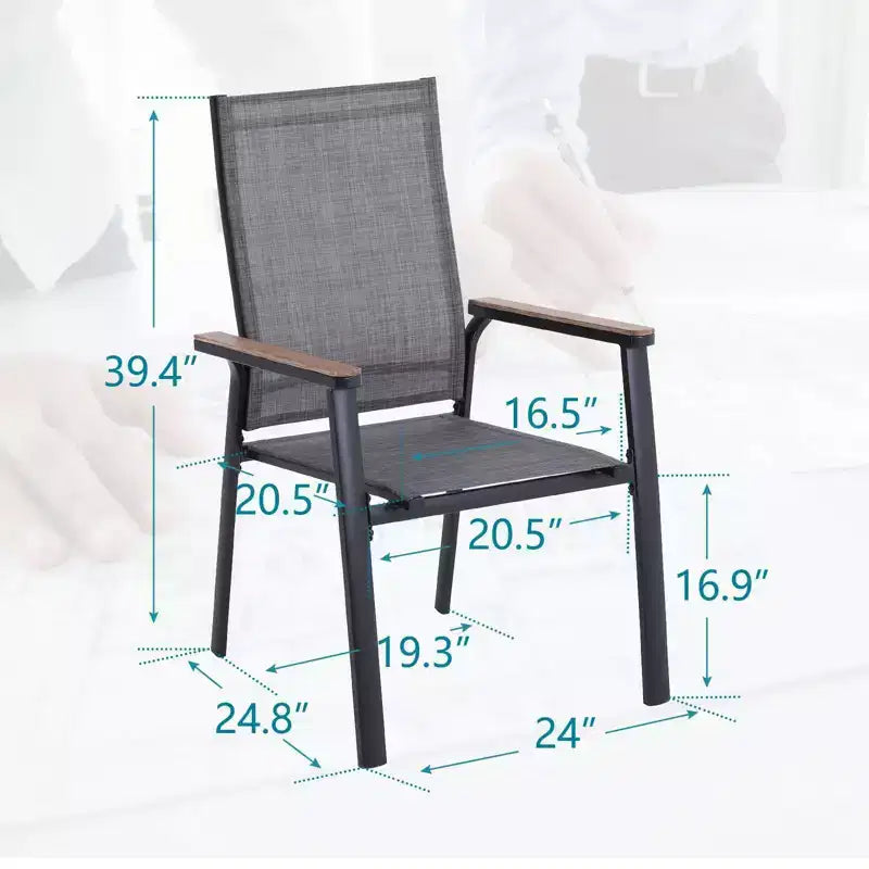 3pc Patio Dining Set with Small Round Table & Lightweight Sling Chairs - Captiva Designs: Outdoor Bistro, Balcony-Compatible