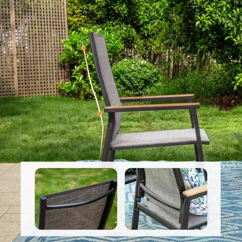 3pc Patio Dining Set with Small Round Table & Lightweight Sling Chairs - Captiva Designs: Outdoor Bistro, Balcony-Compatible