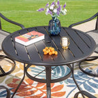 Ensemble de salle à manger de patio 5 pièces avec table ronde et chaises pivotantes en acier – Captiva Designs : Mobilier d'extérieur, résistant aux intempéries