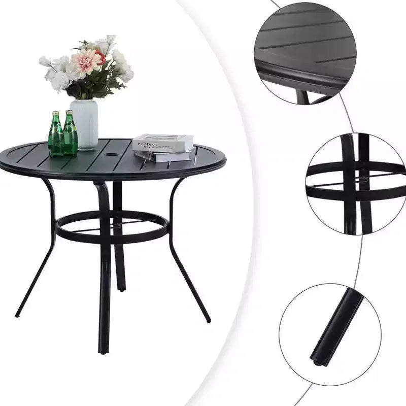 Ensemble de salle à manger de patio 5 pièces avec table ronde et chaises pivotantes en acier – Captiva Designs : Mobilier d'extérieur, résistant aux intempéries