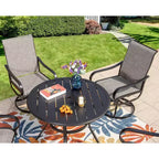 Ensemble de salle à manger de patio 5 pièces avec table ronde et chaises pivotantes en acier – Captiva Designs : Mobilier d'extérieur, résistant aux intempéries