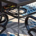 Ensemble de salle à manger d'extérieur 7 pièces Captiva Designs avec table rectangulaire avec trou pour parasol de 4 cm et chaises à accoudoirs en métal.