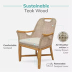 Sonoma Lane Quinlan 7pc Teak Outdoor Patio Dining Set with Seat Pad - Weather-Resistant