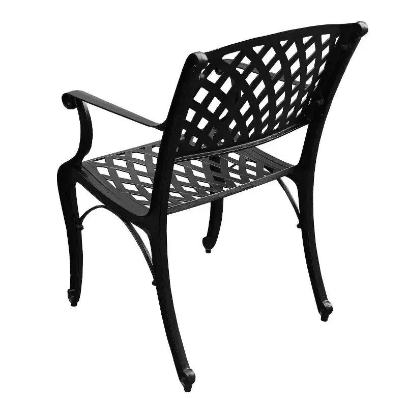 Ensemble de salle à manger de patio 7 pièces avec grande table hexagonale en aluminium maillé orné moderne de 63 po et chaises modernes – Noir – Oakland Living : Résistant aux UV
