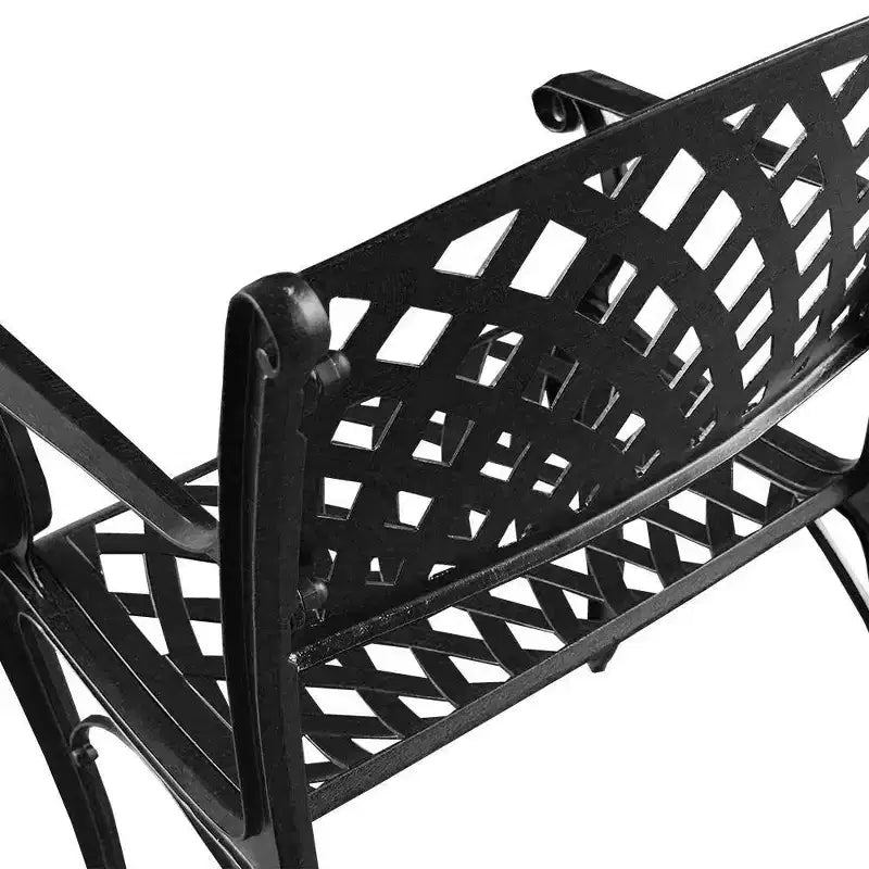 Ensemble de salle à manger de patio 7 pièces avec grande table hexagonale en aluminium maillé orné moderne de 63 po et chaises modernes – Noir – Oakland Living : Résistant aux UV