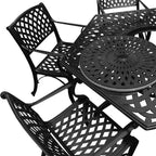 Ensemble de salle à manger de patio 7 pièces avec grande table hexagonale en aluminium maillé orné moderne de 63 po et chaises modernes – Noir – Oakland Living : Résistant aux UV