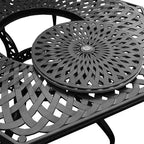 Ensemble de salle à manger de patio 7 pièces avec grande table hexagonale en aluminium maillé orné moderne de 63 po et chaises modernes – Noir – Oakland Living : Résistant aux UV