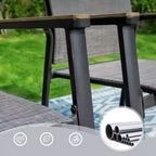 Ensemble de patio 7 pièces avec table extensible et chaises empilables en aluminium léger avec revêtement en textilène - Captiva Designs : Salon de jardin pour 6 personnes