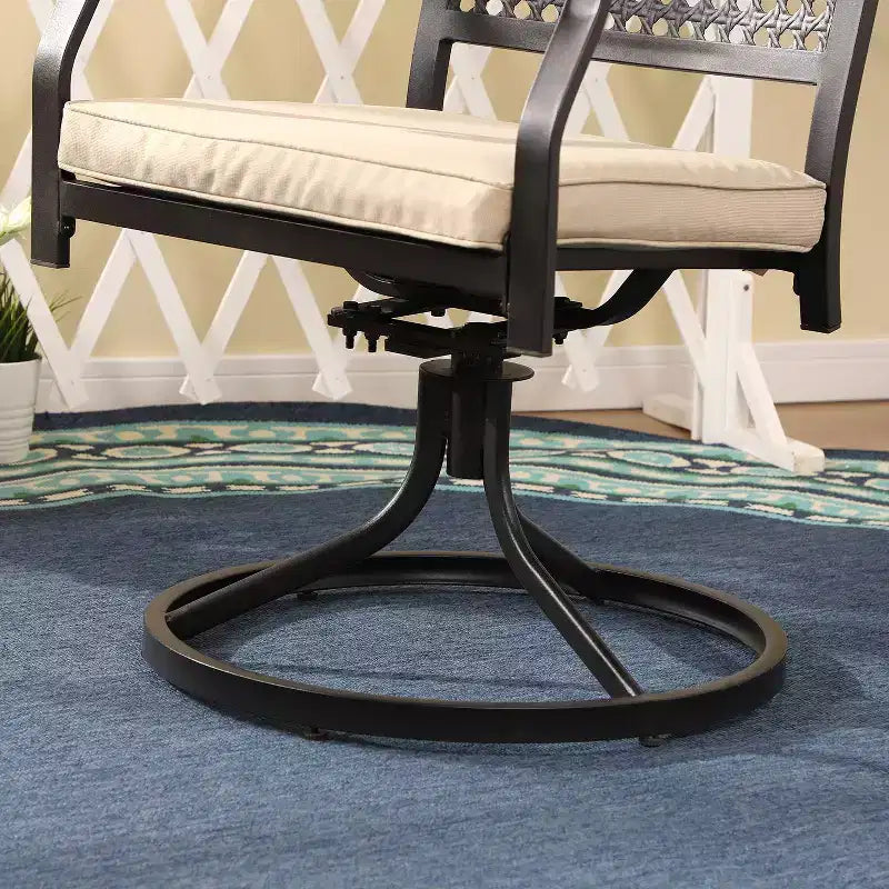 7pc Outdoor Dining Set with Swivel Chairs & Cushions & Expandable Table - Captiva Designs: Weather-Resistant, Steel Frame