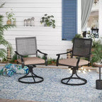 7pc Outdoor Dining Set with Swivel Chairs & Cushions & Expandable Table - Captiva Designs: Weather-Resistant, Steel Frame