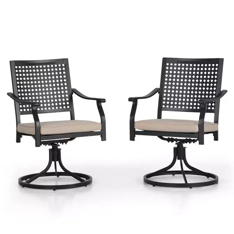 7pc Outdoor Dining Set with Swivel Chairs & Cushions & Expandable Table - Captiva Designs: Weather-Resistant, Steel Frame