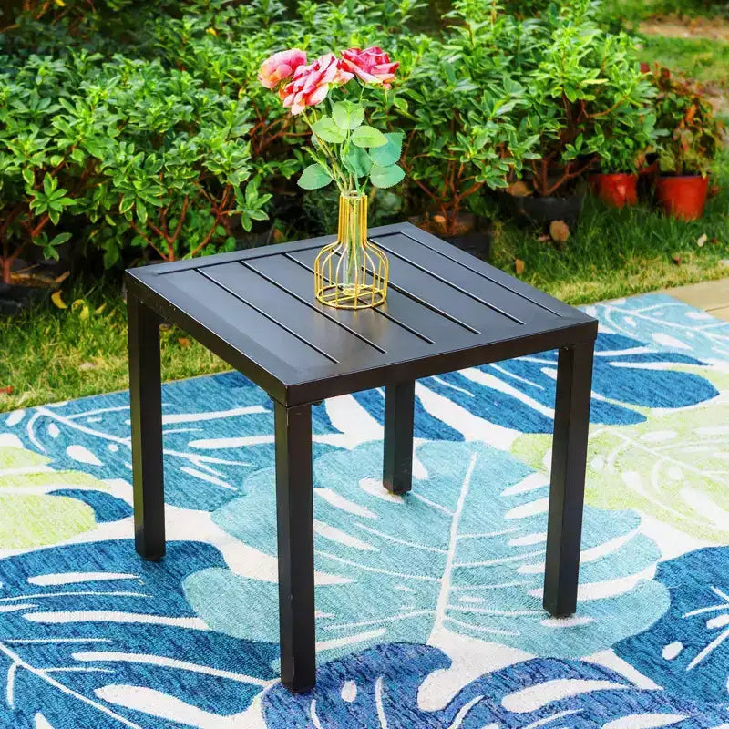 Ensemble de salle à manger de patio 3 pièces avec petite table carrée et chaises rembourrées pivotantes à 360° - Captiva Designs : Mobilier d'extérieur résistant aux intempéries