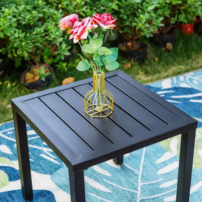 Ensemble de salle à manger de patio 3 pièces avec petite table carrée et chaises rembourrées pivotantes à 360° - Captiva Designs : Mobilier d'extérieur résistant aux intempéries
