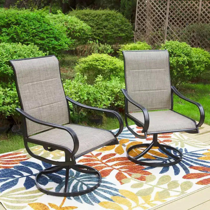 Ensemble de salle à manger de patio 3 pièces avec petite table carrée et chaises rembourrées pivotantes à 360° - Captiva Designs : Mobilier d'extérieur résistant aux intempéries