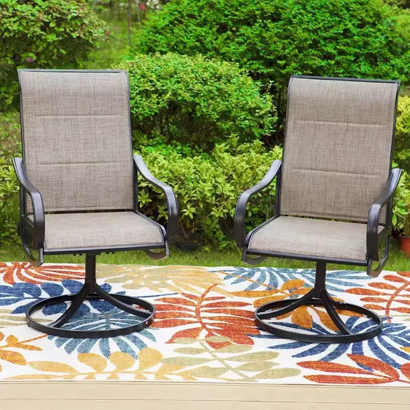 Ensemble de salle à manger de patio 3 pièces avec petite table carrée et chaises rembourrées pivotantes à 360° - Captiva Designs : Mobilier d'extérieur résistant aux intempéries