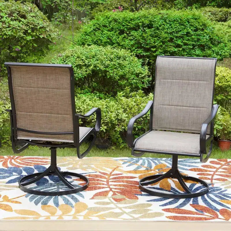 Ensemble de salle à manger de patio 3 pièces avec petite table carrée et chaises rembourrées pivotantes à 360° - Captiva Designs : Mobilier d'extérieur résistant aux intempéries