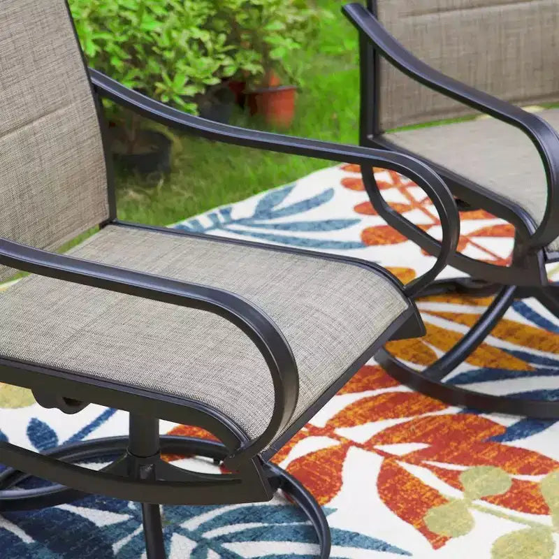 Ensemble de salle à manger de patio 3 pièces avec petite table carrée et chaises rembourrées pivotantes à 360° - Captiva Designs : Mobilier d'extérieur résistant aux intempéries