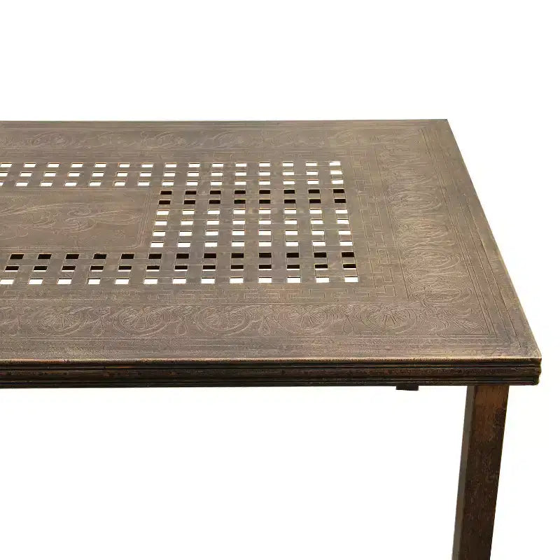 95" Rectangular Modern Outdoor Dining Set for 8, UV-Resistant, Bronze - Oakland Living: With Mesh Seats & Umbrella Hole