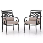 Ensemble de salle à manger d'extérieur 7 pièces avec 6 chaises avec coussins d'assise et de dossier et table rectangulaire en métal avec trou pour parasol - Captiva Designs : Thermolaqué
