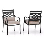 Ensemble de salle à manger d'extérieur 7 pièces avec 6 chaises avec coussins d'assise et de dossier et table rectangulaire en métal avec trou pour parasol - Captiva Designs : Thermolaqué