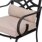 Ensemble de salle à manger d'extérieur 7 pièces avec 6 chaises avec coussins d'assise et de dossier et table rectangulaire en métal avec trou pour parasol - Captiva Designs : Thermolaqué