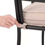 Ensemble de salle à manger d'extérieur 7 pièces avec 6 chaises avec coussins d'assise et de dossier et table rectangulaire en métal avec trou pour parasol - Captiva Designs : Thermolaqué