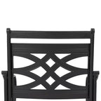 Ensemble de salle à manger d'extérieur 7 pièces avec 6 chaises avec coussins d'assise et de dossier et table rectangulaire en métal avec trou pour parasol - Captiva Designs : Thermolaqué