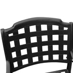 Ensemble de salle à manger d'extérieur moderne rectangulaire en aluminium maillé de 241 cm avec 8 chaises à accoudoirs à motif quadrillé - Noir - Oakland Living