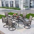 Patio Set with Steel Table with 1.57" Umbrella Hole & Steel 360 Swivel Padded Arm Chairs - Captiva Designs: Weather-Resistant