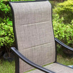 Ensemble de patio avec table en acier avec trou pour parasol de 1,57 po et fauteuils rembourrés pivotants à 360° en acier – Captiva Designs : Résistant aux intempéries