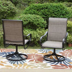 Ensemble de patio avec table en acier avec trou pour parasol de 1,57 po et fauteuils rembourrés pivotants à 360° en acier – Captiva Designs : Résistant aux intempéries