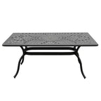 Ensemble de salle à manger d'extérieur 7 pièces avec table rectangulaire en aluminium maillé orné moderne de 170 cm et chaises à carreaux - Noir - Oakland Living