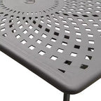 Ensemble de salle à manger d'extérieur 7 pièces avec table rectangulaire en aluminium maillé orné moderne de 170 cm et chaises à carreaux - Noir - Oakland Living