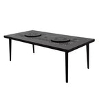 Ensemble de salle à manger d'extérieur 9 pièces avec grande table rectangulaire en aluminium maillé orné moderne de 84 po et chaises à carreaux - Noir - Oakland Living