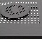 Ensemble de salle à manger d'extérieur 9 pièces avec grande table rectangulaire en aluminium maillé orné moderne de 84 po et chaises à carreaux - Noir - Oakland Living