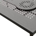 Ensemble de salle à manger d'extérieur 9 pièces avec grande table rectangulaire en aluminium maillé orné moderne de 84 po et chaises à carreaux - Noir - Oakland Living