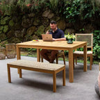 Sonoma Lane 4pc Eola Teak Wood Outdoor Patio Dining Set with Honey Wicker Brown - Weather-Resistant