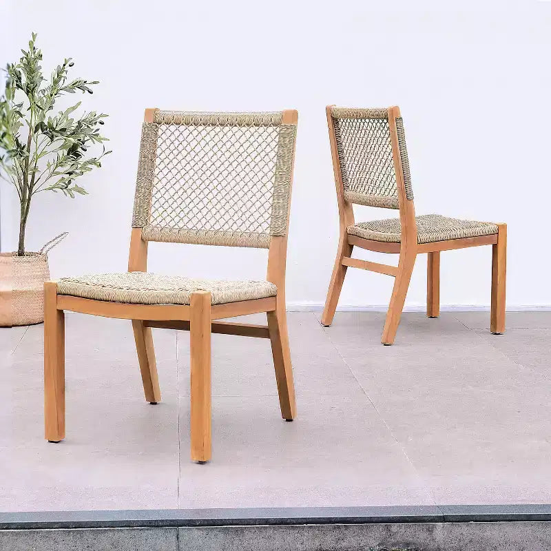 Sonoma Lane 4pc Eola Teak Wood Outdoor Patio Dining Set with Honey Wicker Brown - Weather-Resistant