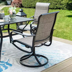 Patio Set with Steel Table with 1.57" Umbrella Hole & 360 Swivel Sling Arm Chairs - Captiva Designs