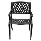 Ensemble de salle à manger de patio 5 pièces Oakland Living : Mobilier en aluminium résistant aux UV, table ronde de 48 pouces avec trou pour parasol, 4 fauteuils