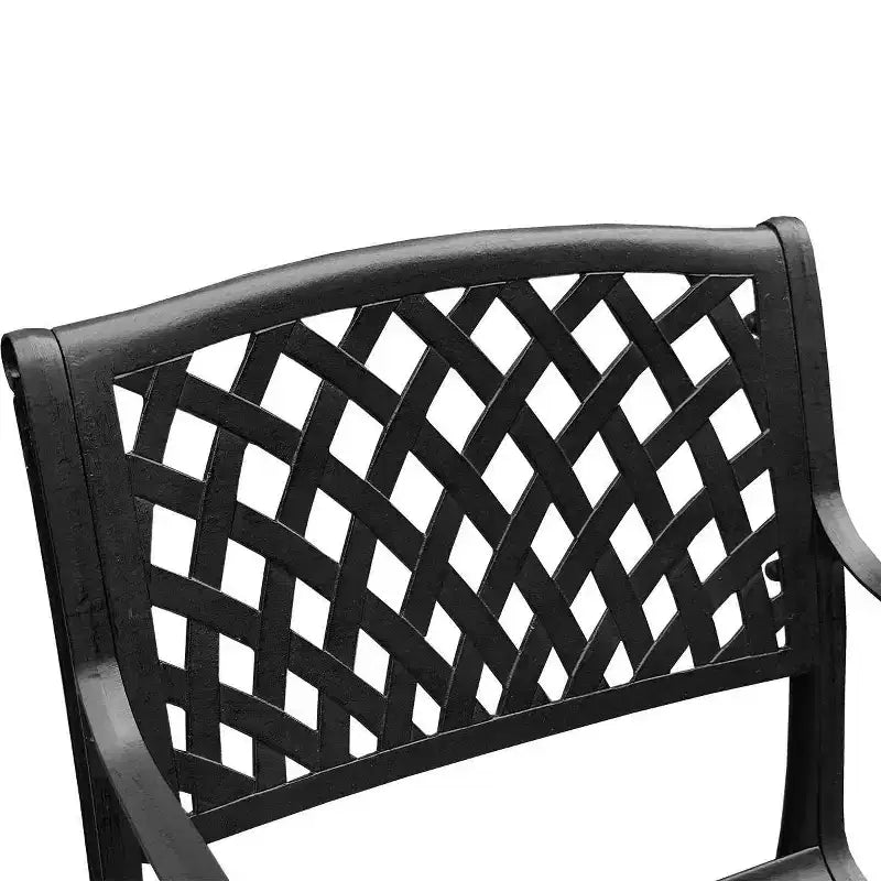 Ensemble de salle à manger de patio 5 pièces Oakland Living : Mobilier en aluminium résistant aux UV, table ronde de 48 pouces avec trou pour parasol, 4 fauteuils