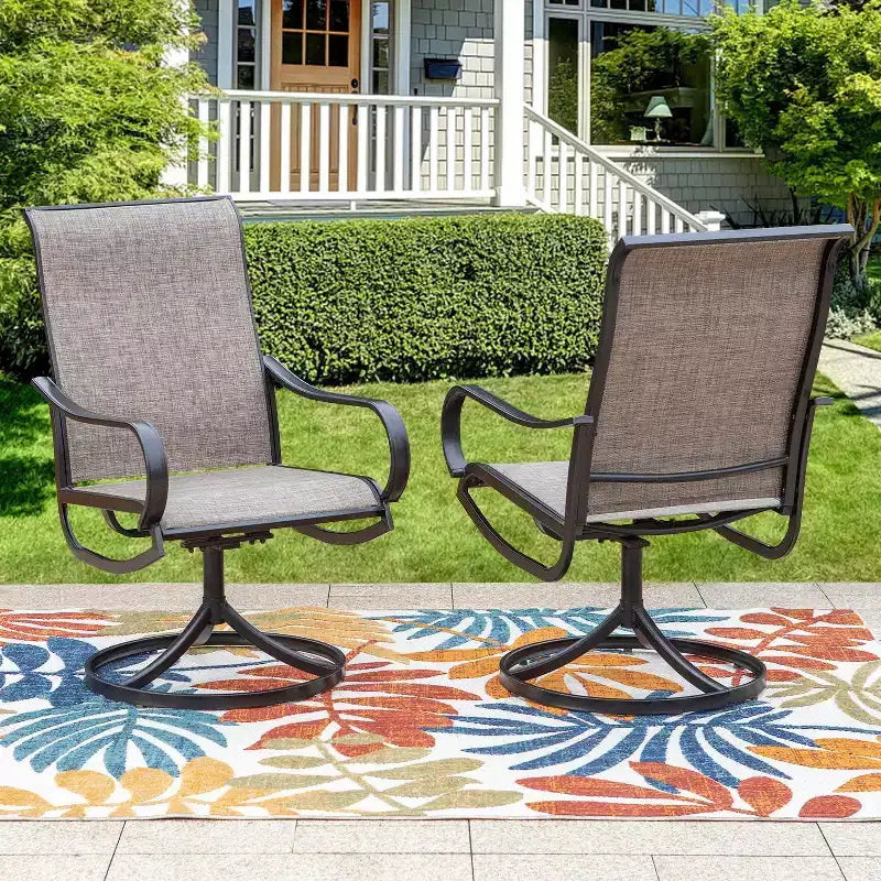 3pc Patio Dining Set with Small Square Table with Umbrella Hole - Captiva Designs: Weather-Resistant, Quick-Dry Comfort